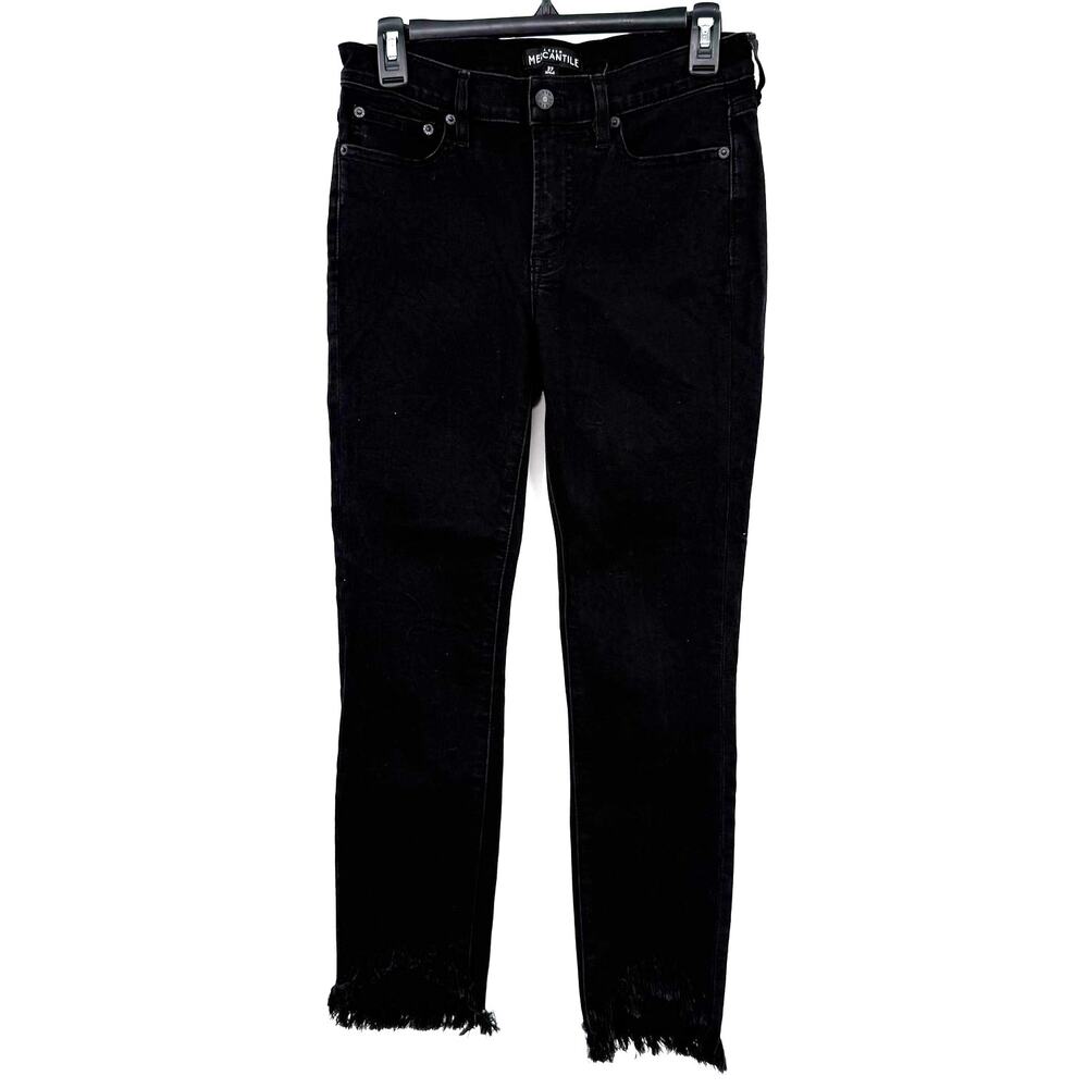 J. Crew Mercantile Size 27 Skinny Fit Black‎ Denim Pants Jeans Distressed Hem